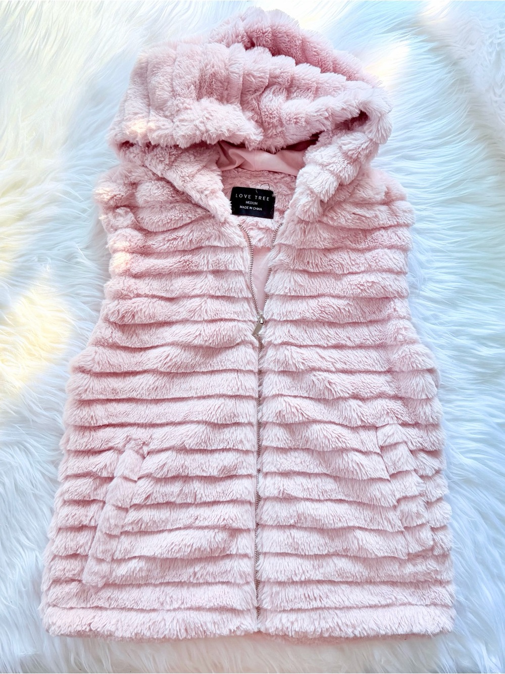 Pink Furry Hooded Vest